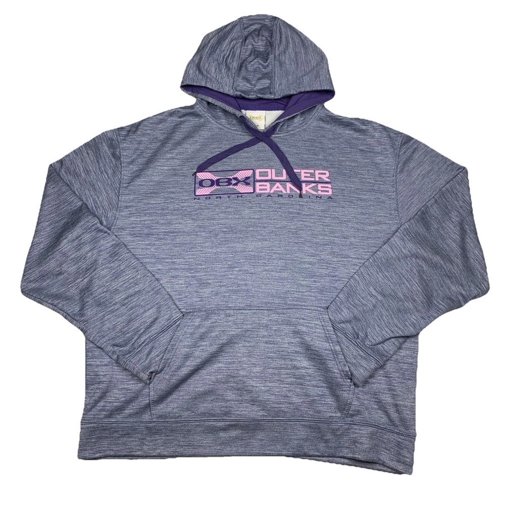 OBX Outer Banks North Carolina Beach Hoodie Womens XL Gray Pink Graphic Pullover